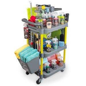 CHEMICAL GUYS Shine Station Ultimate Detailing Cart – Mobile Rolling Cart with Storage Trays & Bottle Holders, Keeps Tools & Products Organized for Efficient Detailing, Locking Casters for Secure Use in Garage or Shop