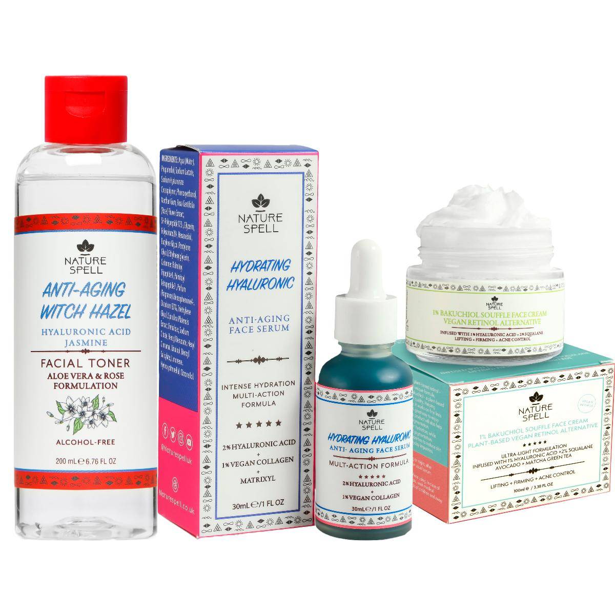 Nature Spell Hyaluronic Acid Anti-Aging Skincare Set - Toner + Serum + Moisturiser 3