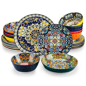 Vancasso Boho Chic Dinnerware Set for 4/6 - Colorful Ceramic Plates & Bowls