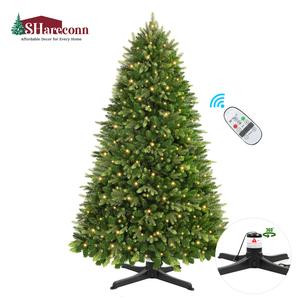 【Live Only】SHareconn 12 Lighting Modes 6/7.5ft Artificial Prelit PE+PVC Blinking Christmas Tree with Warm White Lights & Rotating Stand Green Decorative Tree