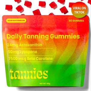 Tannies Tanning Gummies, Natural Tanning Supplement with Astaxanthin, Lycopene & Beta Carotene, Supports Radiant Skin