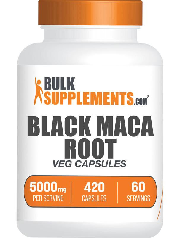 BulkSupplements.com Black Maca Root Capsules - Dietary Supplements - Natural Antioxidants - Edible - Immune Support - Vegan - 420 Capsules - 5000mg per Serving