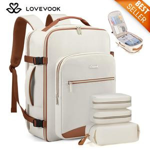 LOVEVOOK Valentine's Day Colorblock Carry-On Travel Backpack with 3 Packing Cubes and Laptop Compartment - Personal Item, TSA-Friendly, Airline Approved Travel Bag for Hiking, Overnight, Weekend,Gift for Valentine's Day