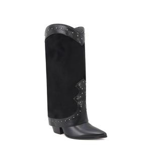 GAYLE-15 Women's Western Faux Suede High Boot With Studs Girl Shoe Girl Shoe Girl Shoe Walking Shoes Footwear Walking Shoes Footwear