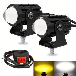 2-Pack Mini LED Driving Lamps with Switch, DualColor High Luminance Spotlight for Trucks, 12-24V Room Electrical Installation, Without Battery