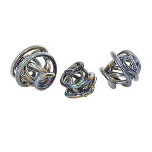 Set of 3 Knot Glass Handmade Knotted Ball Decorative Sculpture