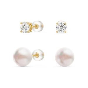 EPI Stud Earrings for Women - 2 Styles Available - 14K Gold Moissanite Stud Earrings - Pearl Stud Earrings