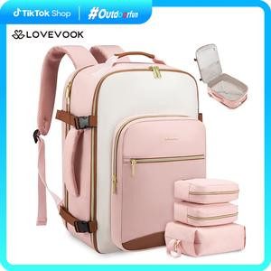 LOVEVOOK Live Picks Outdoorfun Travel Backpack for Women & Men as Personal Item Flight Approved, Large Capacity Carry on Backpack for Airplanes with 3 Packing Cubes and Laptop Compartment, Waterproof Weekender Travel Bag for Hiking, Overight.