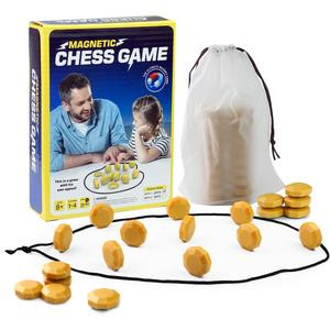 Magnetic Chess Game - 20 Golden Color Pieces, Compact Storage Bag, Perfect for Family Time & Travel, Ready to Play - Tablegame