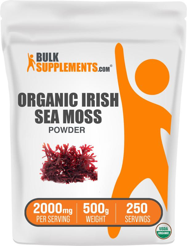 BulkSupplements.com Organic Sea Moss Powder - Dietary Supplements - Irish Sea Moss - Edible - Fitness - Natural Antioxidants - Fiber - 100g-1kg - 2000mg per Serving