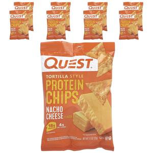 Quest Nutrition Tortilla Style Protein Chips, Nacho Cheese, 8 Bags, 1.1 oz (32 g ) Each