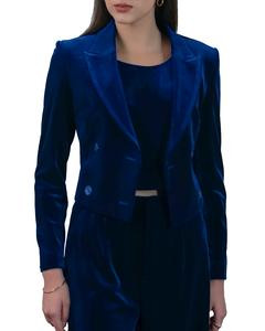 Women's Casual and Elegant Velvet Cropped Blazer for Work Office Business - Womenswear, Clothing Button Chic Button Chic Button Chic Coats Jackets