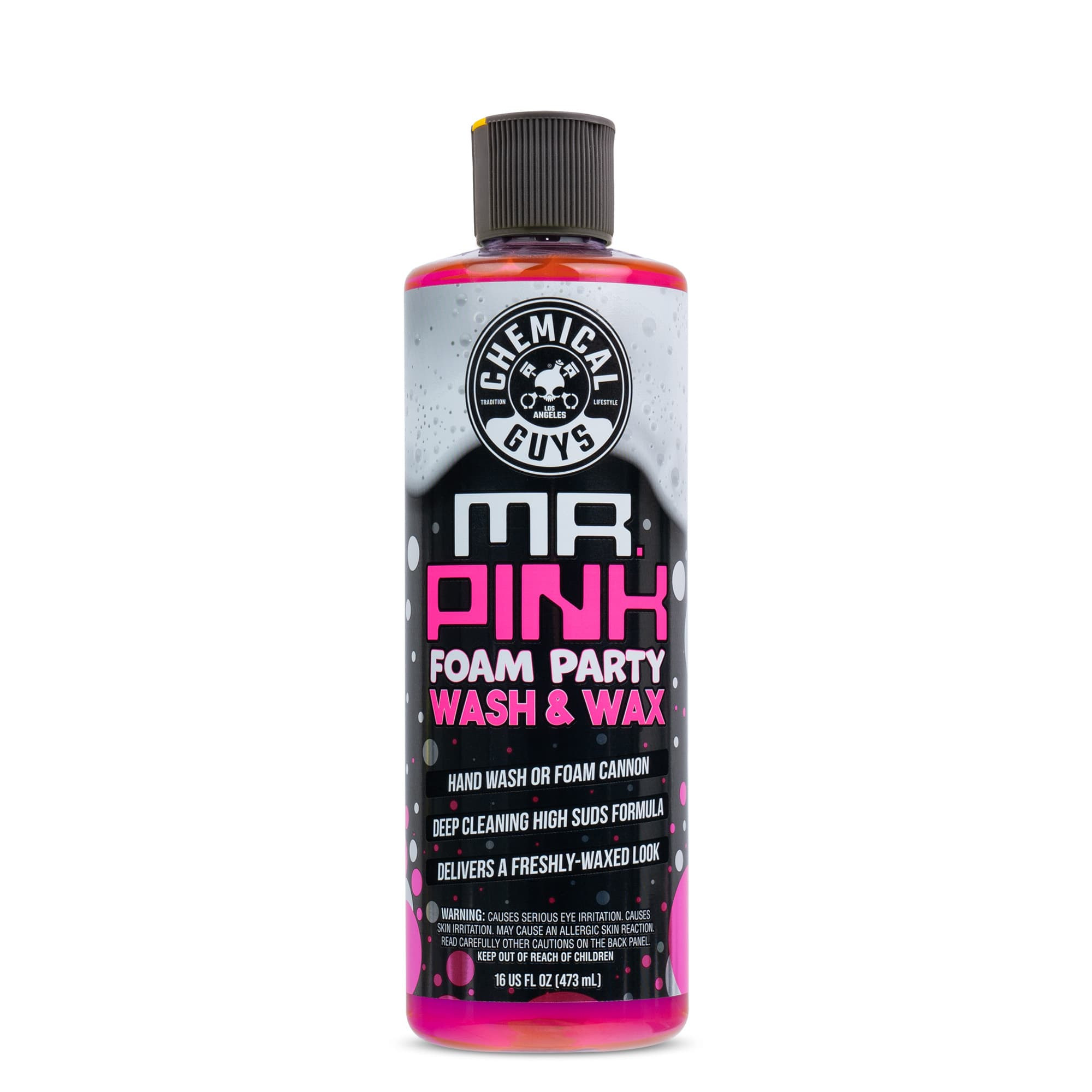 CHEMICAL GUYS Mr. Pink Foam Party Wash & Wax Car Washing Soap - pH-Balanced, Hyper Foamy Bucket Wash Formula, Safe on All Finishes, With Wax for Protective Shine & Protection, Car Cleaner from Chemical Guys