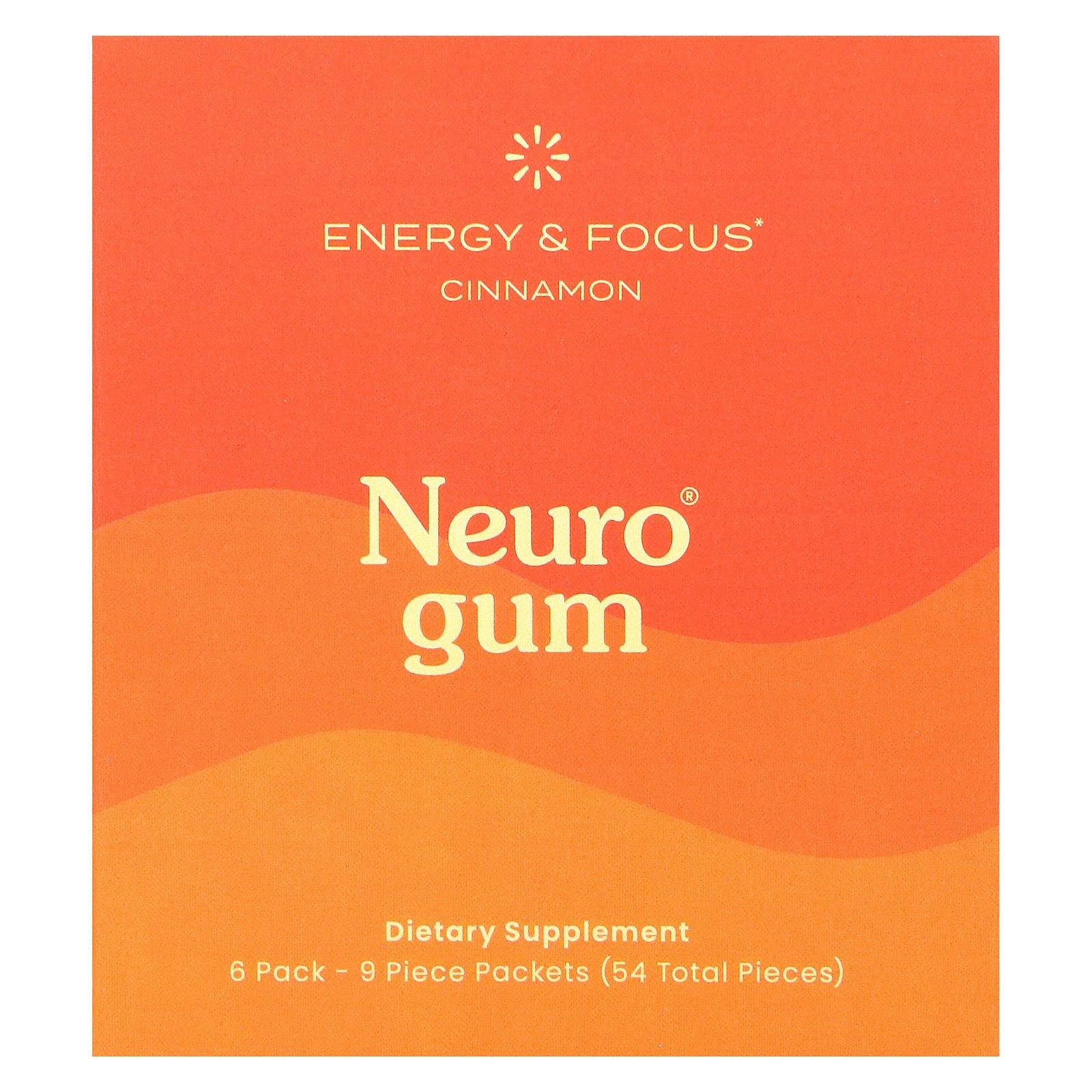 NeuroGum Energy & Focus, Cinnamon, 6 Packs, 9 Pieces Each