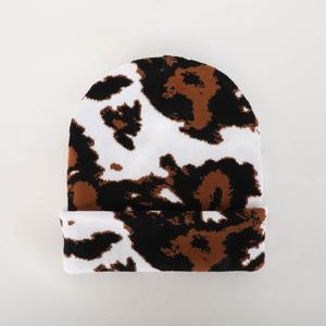 Black and Brown Cowprint Beanie