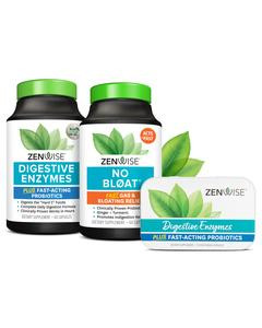 Zenwise Health Digestive Bliss Capsule Bundle - Digestive Enzymes, No Bloat, and Travel Size Tin