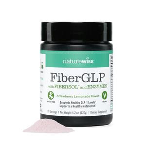 NatureWise FiberGLP Powder - High Fiber GLP-1 Supplement - Supports GLP-1 Levels & Satiety* with Clinically Proven Fibersol - Vegan & Sugar Free - Strawberry Lemonade Flavor - 4 oz