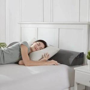 Nestl Bed Wedge Pillow for Headboard – Mattress Gap Filler with Side Pockets, Memory Foam Support, Washable Cover