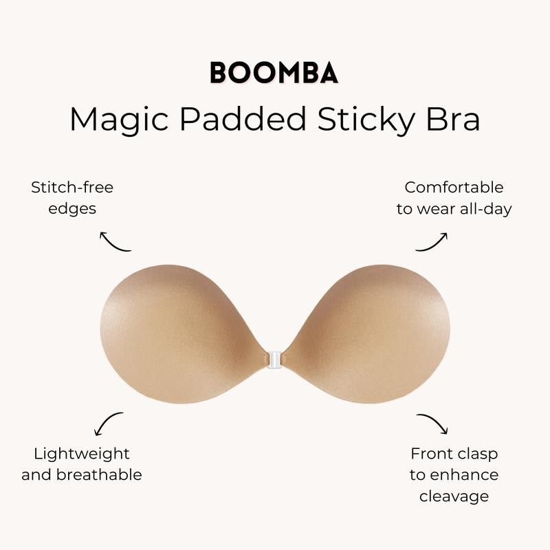 BOOMBA Magic Padded Sticky Bra - Patented Sticky Fashion Bra Inserts