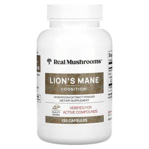 Real Mushrooms Lion's Mane, Mushroom Extract Powder, 120 Capsules