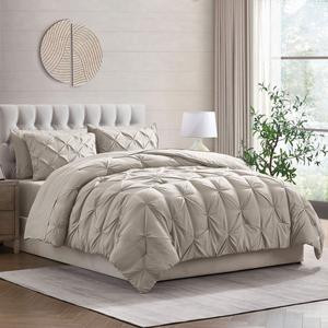 Nestl 7-Piece Pinch Pleated Comforter Set – Bed in a Bag, All-Season Bedding with Sheets, Pillowcases & Shams