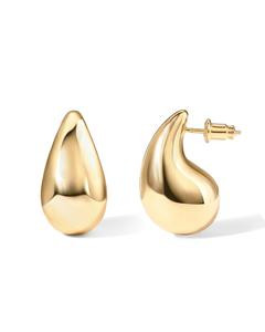 PAVOI 14K Gold Plated 925 Sterling Silver Post Teardrop Chunky Hoop Earrings | Lightweight Drop Yellow Earrings for Women | 22mm and 31mm Designer Dupe Earrings