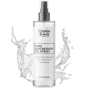 Pure Magnesium Oil Spray - 100% Pure & Natural USP Grade Magnesium - Large 8 Fl Oz Bottle with Mist Cap - Made in USA- Relax your body. More Rest.