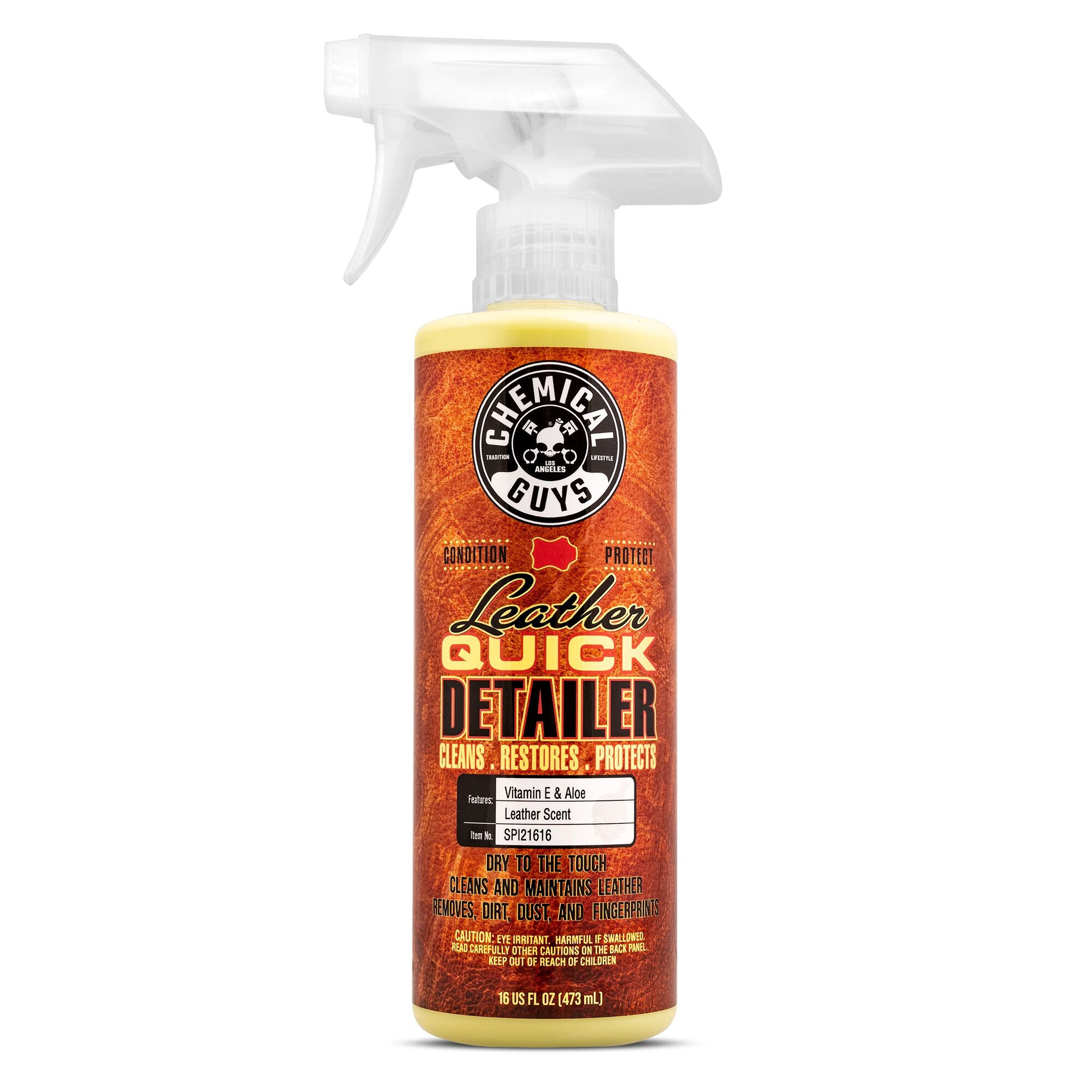 CHEMICAL GUYS Leather Quick Detailer Protectant Spray - Automotive Detailing Product, Surface Cleaner, Cleans Without Greasy Shine, Removes Light Dirt, Body Oils & Dust, Safe for Natural & Synthetic Leather, Fast-Easy Use, Fits Garage Shelf & Glovebox