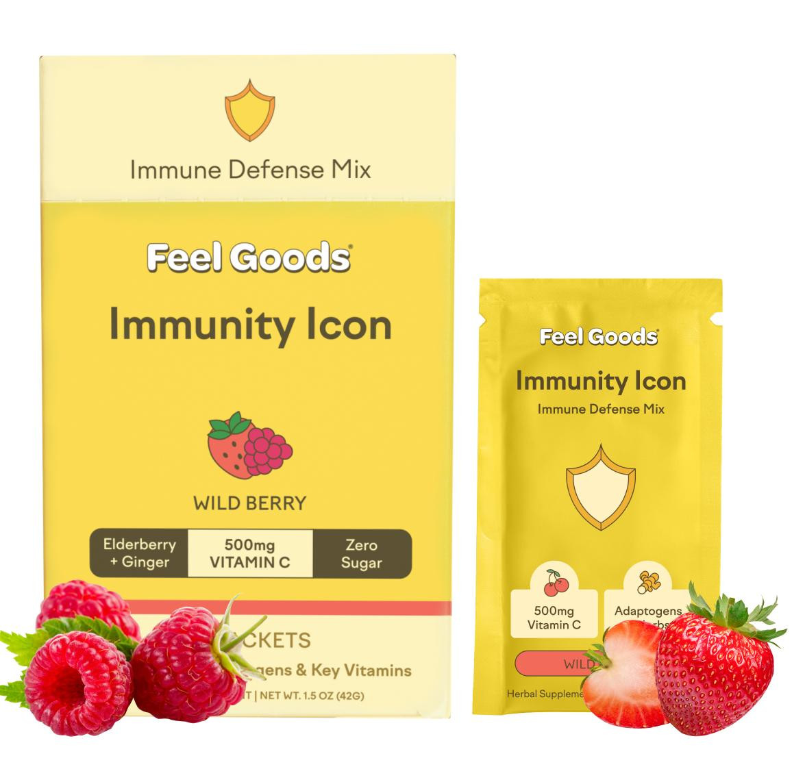 Feel Goods Immunity Icon – 19 Plants & Adaptogens, Multivitamin, Zero Sugar, Antioxidants for Immune Support, Natural Energy & Stress Relief