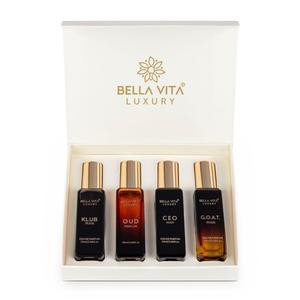 Bella Vita Luxury's Perfume Gift Set for Men | 4  Luxury Miniatures | Long Lasting | Men’s Perfume Gift Set | Oud, CEO Man, Klub Man, G.O.A.T.| Eau De Parfum | 4 x 20 ml portableperfumekit