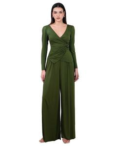 Atelier de La Hang Women's 100% Cotton Modal Long-Sleeve Shirt and Full-Length Wide Leg Bottom Lounge Wear Set Buttery Soft Cozy Pajamas Set
