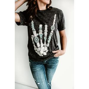 Rockin Turquoise Acid Wash Tee