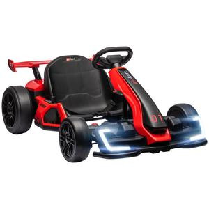 Aosom 24V Electric Go Kart, 7.5/8.1mph, Drifting Car Battery Powered Ride on Toy with Slow Start, Music, Horn, for 6-12 Years Old