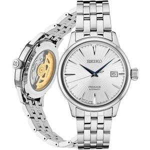 SEIKO SRPB77 Automatic Watch for Men - Presage Cocktail Time - Patterned Silver Dial with Gloss Finish