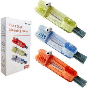 4-In-1 Bottle Cleaning Brush Set, Multifunction Silicone Cup Lid Gap Cleaner, Home Kitchen Crevice Cleaning Tools, 3 Pcs, Multicolor Shrunqi
