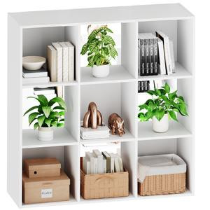 9 Cube Storage Organizer - Open Cube Bookshelf with 5 Removable Back Panels, Display Storage Bookcase for Living Room, Bedroom, Entrance Hall, Home Office，36" L×11.6" W×36" H, White