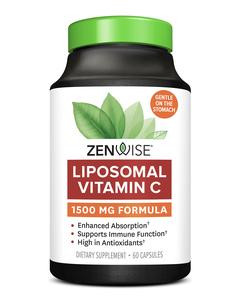 Zenwise Liposomal Vitamin C 1500 MG of Organic Highly Bio Available Vitamin C for Immune Health, Natural Energy Boost, and Skin Care Support - 60 Capsules