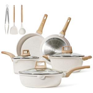 [Official] CAROTE  10/11 Pcs Pots and Pans Set, Nonstick Cookware Set, Kitchen Cooking Set with Lid and Utensil, Frying Pans & Saucepans