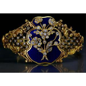 925 Silver Filled Handmade Blue Enamel Flower Art Deco Ring