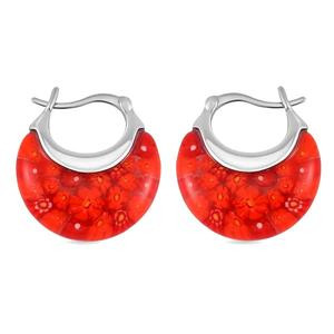 Stainless Steel Glass Murano Style Earrings Costume Stylish Unique Fashion Jewelry for Women