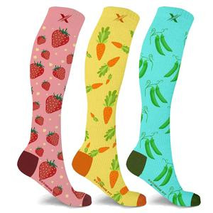 Fruity Fun Knee High Supportive Socks (3 Pairs) Womenswear Underwear