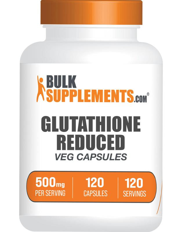 BulkSupplements.com Reduced Glutathione Capsules - Dietary Supplements - Edible - Fitness - Natural Antioxidants - Liver Health - Glutathione Reduced - Vegan - 120 Capsules - 500mg per Serving