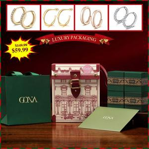 [4PC Earrings] GONA Jewerly Sterling Silver Must-Have Basic Hoops Earrings Set of 4