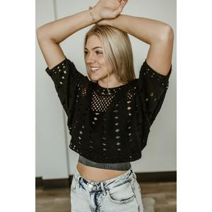 Short Sleeve Cropped Knit Top