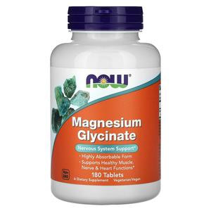 NOW Foods Magnesium Glycinate, 200 mg, 180 Tablets (100 mg per Tablet)