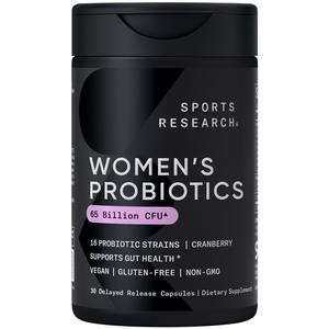 Sports Research Women's Probiotics with Prebiotics, 65 Billion CFU - Vegan Capsules, Probiotics for Women with Cranberry - Non-GMO Verified & Gluten Free - 30 Count