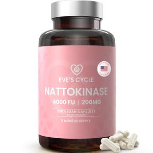 Eve's Cycle Nattokinase 4000 FU - 270 Vegan Capsules, 9 Month Supply - High Potency Enzyme Supplement for Cardiovascular Health, Non-GMO, Made in USA Edible Healthcare Dietary