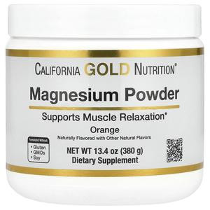 California Gold Nutrition Magnesium Powder Beverage, Orange, 13.4 oz (380 g)