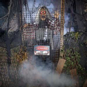 5 Ft. Animated Electric Fence Beware of Zombies Halloween Decoration