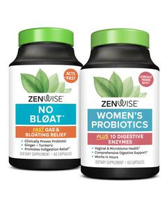 Zenwise Womens Probiotic + No Bloat Bundle - Probiotics, Digestive Enzymes for Gut Health and Bloating Relief